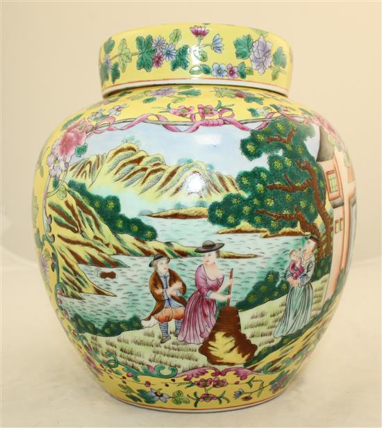 A Chinese famille rose ovoid jar, 25.5cm